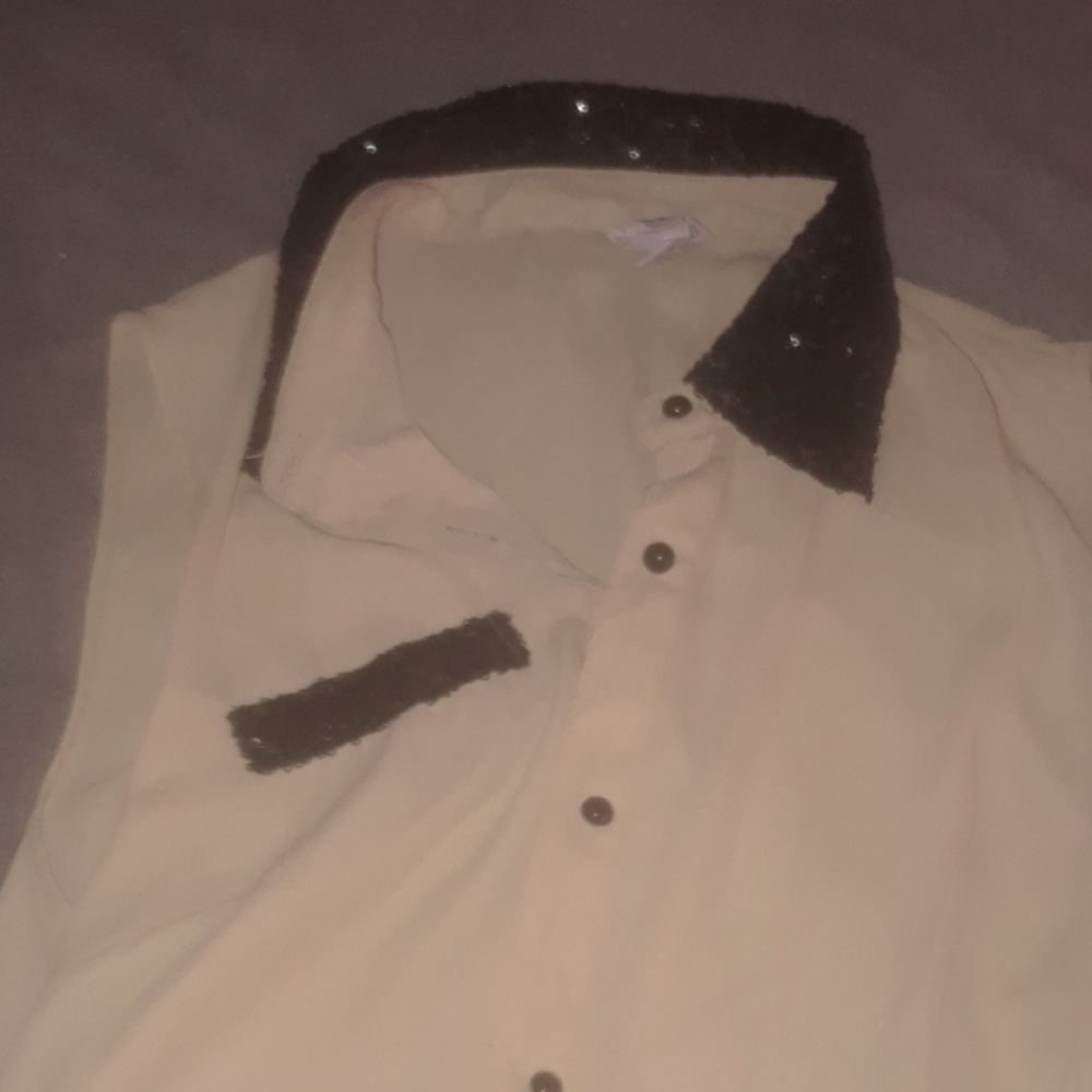 cream sequin shirt